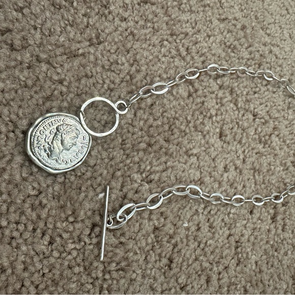 Silver Chain Necklace with Coin Pendant - Picture 5 of 8